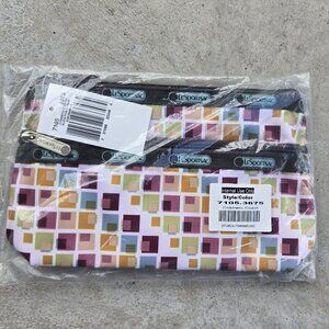 LeSportsac Cosmetic Clutch 2 Zipper NWT "Elevation Cream"
